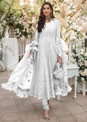 LFH Faux Georgette Embroidery Work Pakistani Suit White Color DN 102