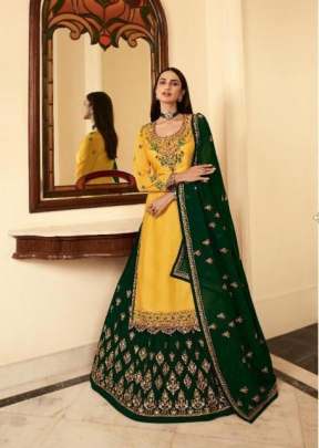 LT Nitya Vol 171 Heavy Foux Georgette Gharara Suit Yellow And Green Color DN 7002