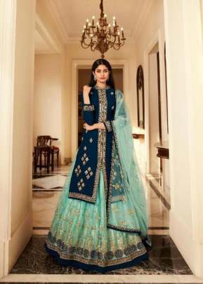 LT Nitya Vol 171 Heavy Foux Georgette Designer Suit Blue And Sky Color DN 7001