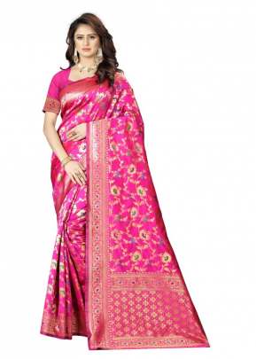 Lfh Designer Heavy Soft Banarasi Silk Saree Vol 1 Pink Color