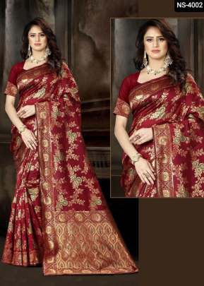 Lfh Designer Heavy Soft Banarasi Silk Saree Vol 2 Maroon Color