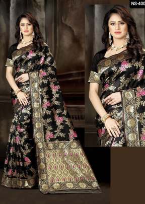 Lfh Designer Heavy Soft Banarasi Silk Saree Vol 2 Black Color