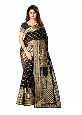 Lfh Designer Soft Banarasi Silk Saree Vol 1 Black Color