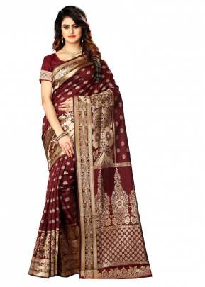 Lfh Designer Soft Banarasi Silk Saree Vol 1 Maroon Color