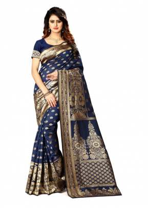 Lfh Designer Soft Banarasi Silk Saree Vol 1 Nevy Blue Color