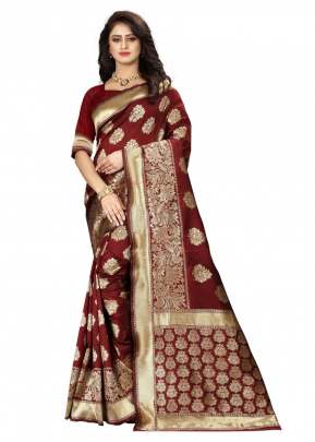 Lfh Designer Soft Banarasi Silk Saree Vol 2 Maroon Color