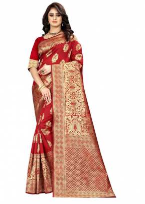 Lfh Designer Soft Banarasi Silk Saree Vol 3 Red Color