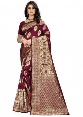 Lfh Designer Soft Banarasi Silk Saree Vol 3 Maroon Color