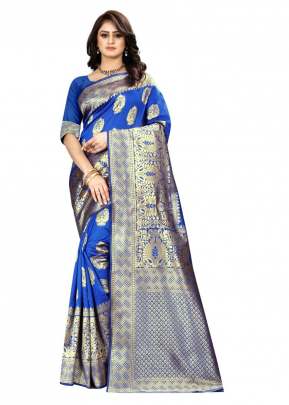 Lfh Designer Soft Banarasi Silk Saree Vol 3 Blue Color