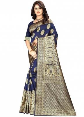 Lfh Designer Soft Banarasi Silk Saree Vol 3 Nevy Blue Color