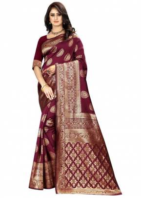 Lfh Designer Soft Banarasi Silk Saree Vol 4 Maroon Color