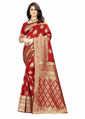 Lfh Designer Soft Banarasi Silk Saree Vol 4 Red Color