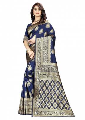 Lfh Designer Soft Banarasi Silk Saree Vol 4 Nevy Blue Color