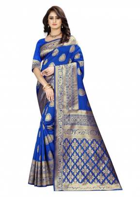 Lfh Designer Soft Banarasi Silk Saree Vol 4 Blue Color