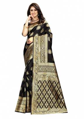 Lfh Designer Soft Banarasi Silk Saree Vol 4 Black Color