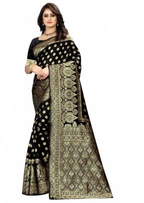 Lfh Designer Soft Banarasi Silk Saree Vol 5 Black Color