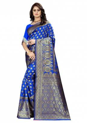 Lfh Designer Soft Banarasi Silk Saree Vol 5 Blue Color