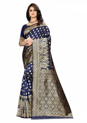 Lfh Designer Soft Banarasi Silk Saree Vol 5 Nevy Blue Color