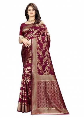 Lfh Designer Soft Banarasi Silk Saree Vol 6 Maroon Color