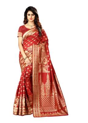 Lfh Designer Soft Banarasi Silk Saree Vol 1 Red Color