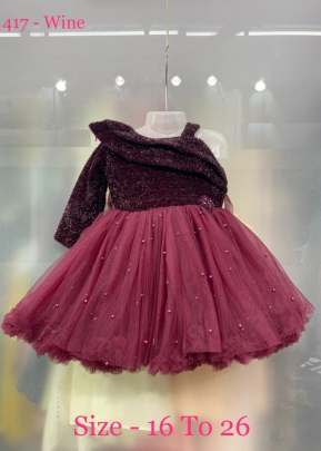 Lfh Kids Vol 1 Heavy Net And Fancy Kids Frock Wine Color