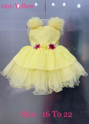 Lfh Kids Vol 2 Heavy Net And Fancy Kids Frock Yellow Color