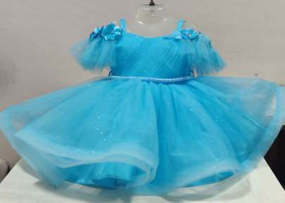 Lfh Kids Vol 4 Heavy Net And Fancy Kids Frock Sky Blue Color