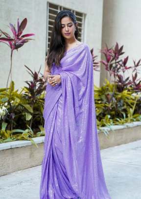 London Dream Beautiful Designer Fancy Sequence Bollywood saree  Lavender Color