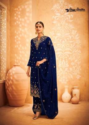 Lt Nitya Designer Heavy Faux Georgette With Embroidered Palazzo Suit Nevy Blue Color DN 3001