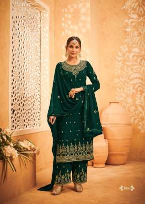 Lt Nitya Designer Heavy Faux Georgette With Embroidered Palazzo Suit Green Color DN 3003