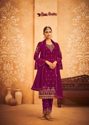 Lt Nitya Designer Heavy Faux Georgette With Embroidered Palazzo Suit Rani Color DN 3006