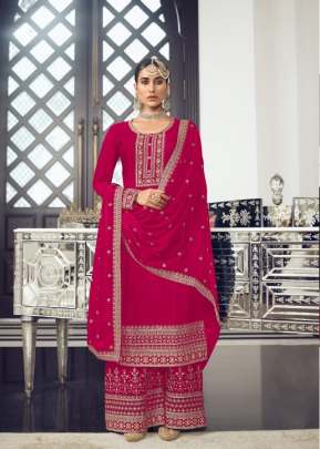 Lt Nitya Vol 178 Heavy Dola Silk Embroidery With Sequence Work Palazzo Suit Dark Pink Color DN 78001