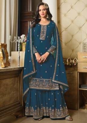 Lt Nitya Heavy Faux Georgette With Embroidery Work With Sequence Work Palazzo Suit More Peach Color DN 8301