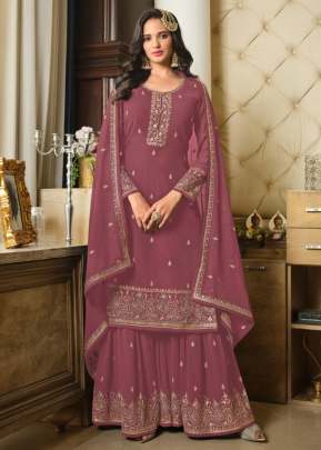 Lt Nitya Heavy Faux Georgette With Embroidery Work With Sequence Work Palazzo Suit Dusty Pink Color DN 8301