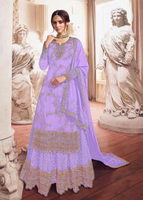 Lt Nitya Heavy Georgette With Embroidery Work And Sequence Work Sharara Suit Purple Color DN 4902