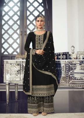 Lt Nitya Vol 178 Heavy Dola Silk Embroidery With Sequence Work Palazzo Suit Black Color DN 78001