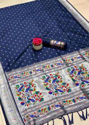 M Paithani  Banarasi Soft Silk Paithani Saree Blue Color