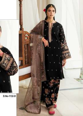 Maaria A 9000 Velvet With Embroidery Sequence Work Pakistani Suit Black Color DN 1132