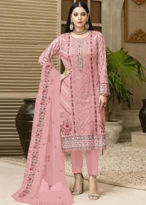 Maaria-A Exclusive Heavy Faux Georgette With Heavy Embroidery Pakistani Suit Pink Color DN 9123 A