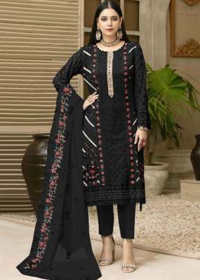 Maaria-A Exclusive Heavy Faux Georgette With Heavy Embroidery Pakistani Suit Black Color DN 9123 F