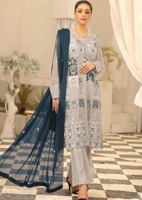 Maaria A Heavy Faux Georgette With Embroidery Sequence Work Pakistani Suit Tealish Blue Color DN 1005