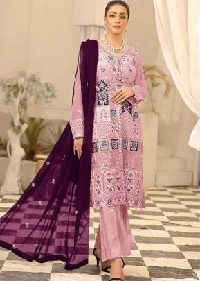 Maaria A Heavy Faux Georgette With Embroidery Sequence Work Pakistani Suit Pink Color DN 1005