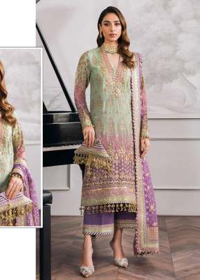 Maaria A Heavy Faux Georgette With Digital Print Embroidery Work Pakistani Suit Pista Color DN 1116