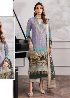 Maaria A Heavy Faux Georgette With Digital Print Embroidery Work Pakistani Suit Purple Color DN 1116