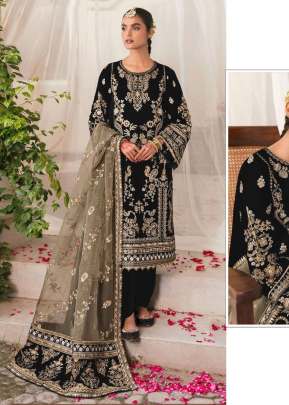 Mah E Rooh 9000 Velvet With Heavy Embroidery Sequence Work Winter Suit Black Color DN 5195 