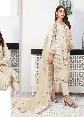 Mah E Rooh Faux Georgette With Embroidery Work Sequence And Khatli Work Pakistani Suit Off White Color DN 4114