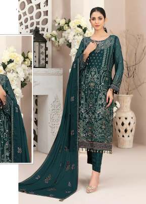 Mah E Rooh Heavy Faux Georgette With Embroidery Work With Hand Work Pakistani Suit Rama Color DN 5121