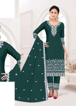 Mah E Rooh Heavy Faux Georgette With Embroidery Work With Pakistani Readymade Suit Teal Color DN 4113