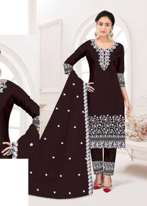 Mah E Rooh Heavy Faux Georgette With Embroidery Work With Pakistani Readymade Suit Brown Color DN 4113