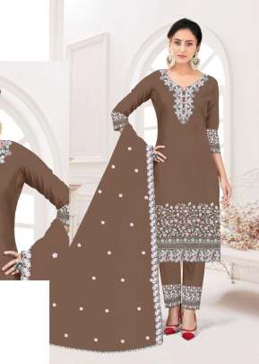 Mah E Rooh Heavy Faux Georgette With Embroidery Work With Pakistani Readymade Suit Beige Color DN 4113